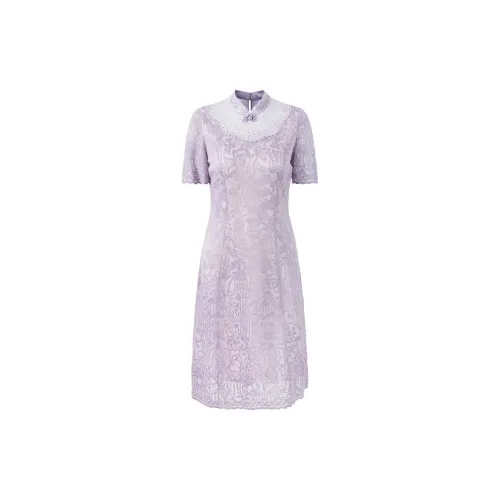 JZ. ANNAKRO Short-Sleeved Dresses Women's Floral Pink Purple