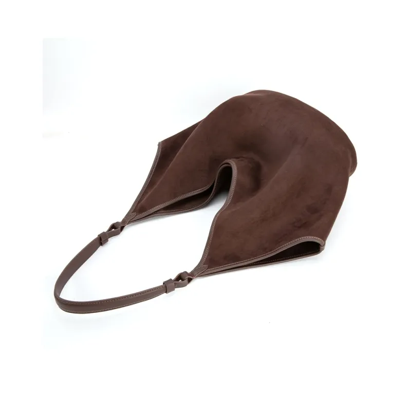 VENOF Matte Cowhide Leather Shoulder Bag Large Size Women's Sand Velvet Brown/Dense Mist Coffee-9