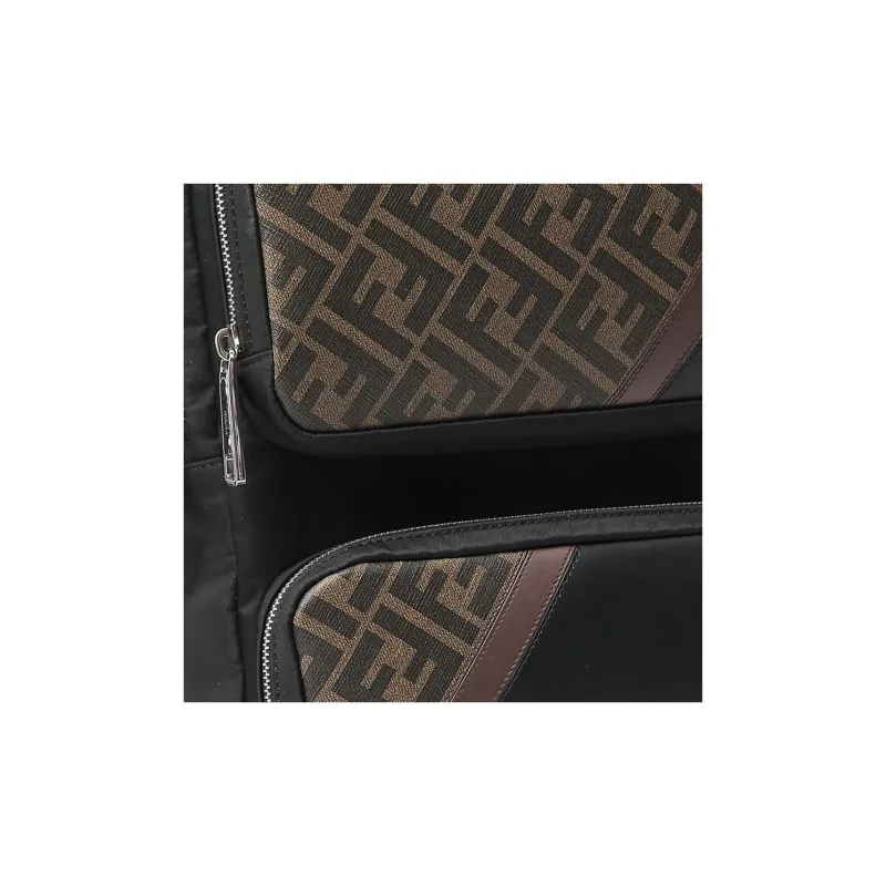 FENDI Coated Canvas With Leather Backpack Men's Black-4