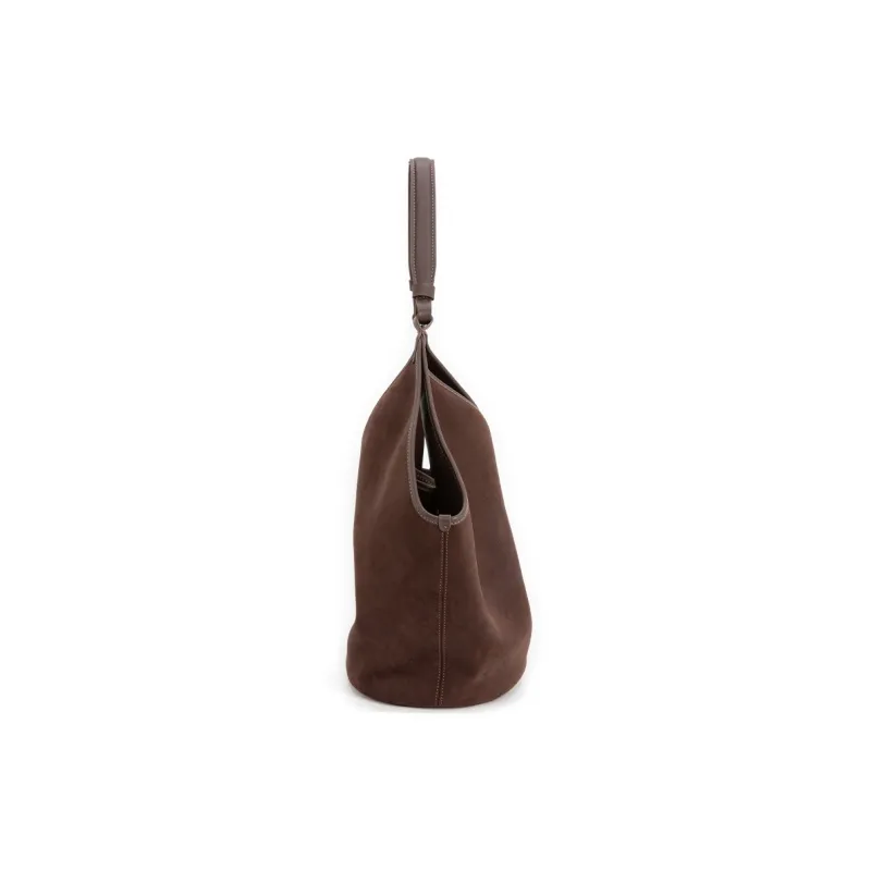 VENOF Matte Cowhide Leather Shoulder Bag Large Size Women's Sand Velvet Brown/Dense Mist Coffee-11