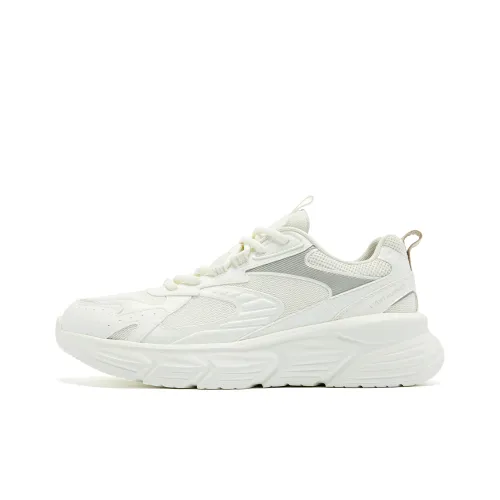 QIAODAN Cushioning Wear Resistant Low Top Running Shoes Men's Ivory Float Stone Color