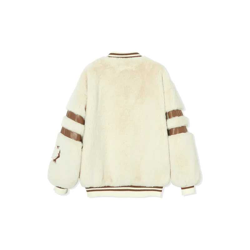 SEENFAAN Velvet-feel Coat Women's Beige-1