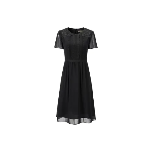 JZ Juzui Short-Sleeved Dresses Women's Plain Black