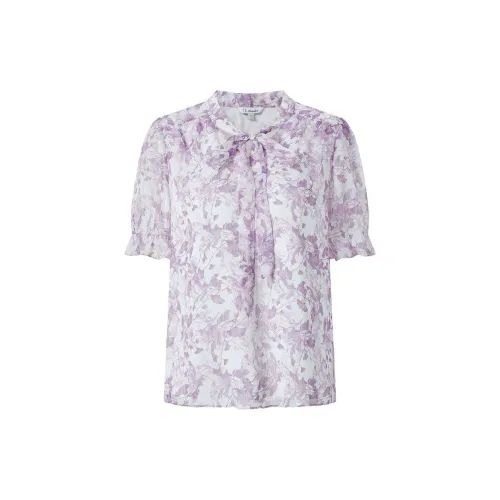 JZ. ANNAKRO Chiffon Shirts Women's Floral Pink Purple