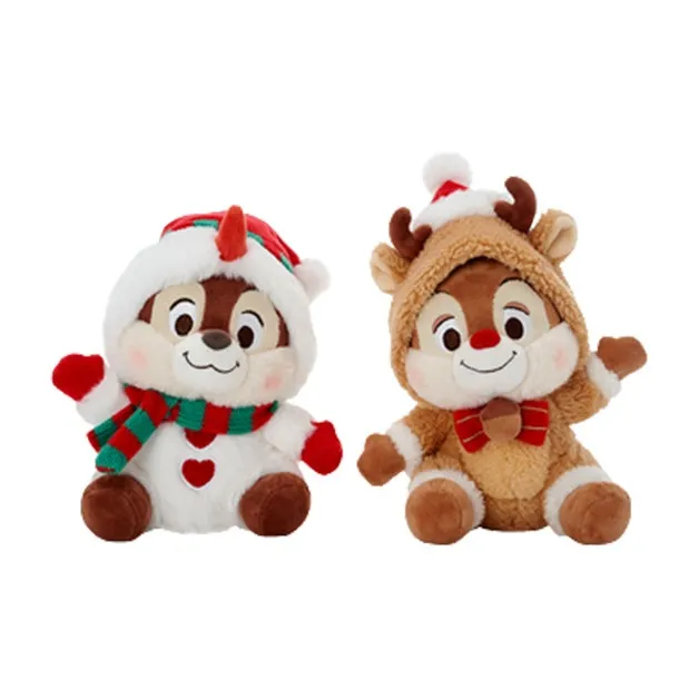 Disney Winter 2023 Mickey And Friends Chip 'N Dale Snowman & Deer Dolls Plush Doll 15.5cm High-0