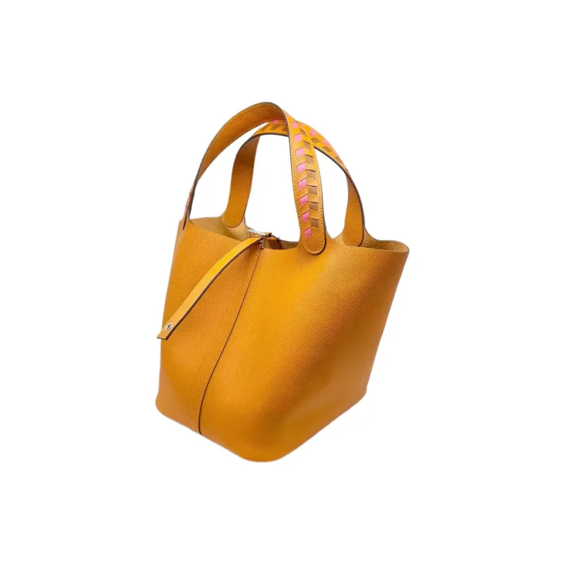 HERMES Picotin Lock Epsom Leather Basket Bag Handbag Bucket Bag Women's Orange-1