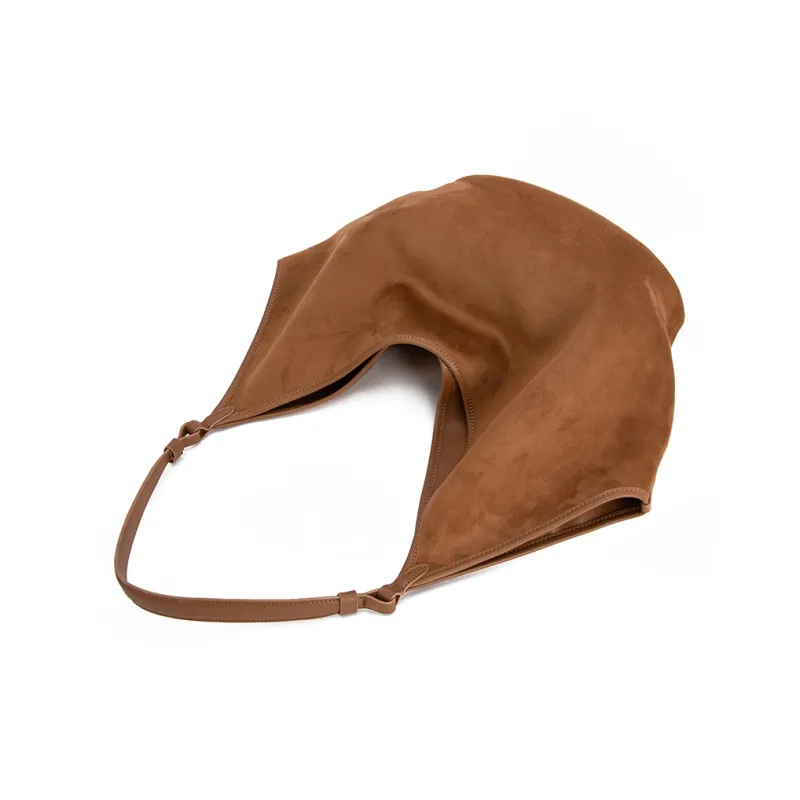 VENOF Matte Cowhide Leather Shoulder Bag Large Size Women's Sand Velvet Brown/Dense Mist Coffee-1