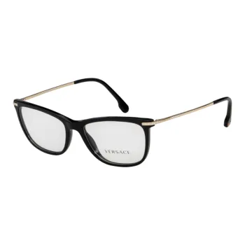 VERSACE Metal Plastic Rectangular Eyeglass Frames Unisex Black