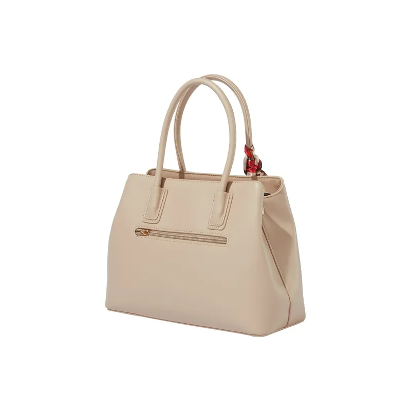 YEARCON Synthetic Leather Handbag Women's Ecru/Burgundy/Apricot-12