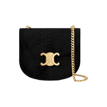 CELINE Besace Velour Shoulder Bag Crossbody Bag Women's Black