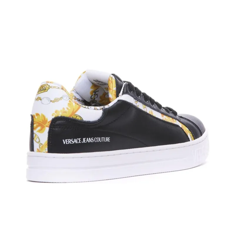 VERSACE JEANS Low Top Skateboard Shoes Men's Black-3