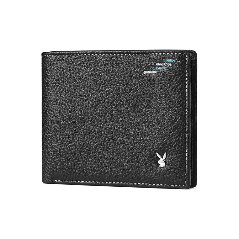 Playboy Top Grain Cow Leather Wallet Men's Black/Coffee-1