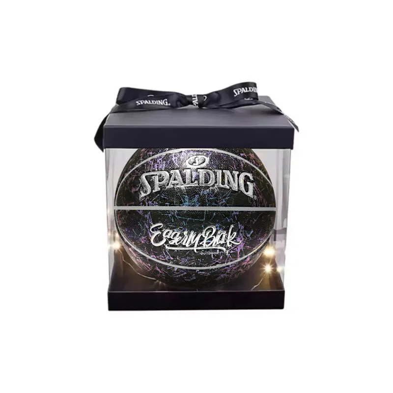 SPALDING PU Basketball Black Purple Size 7 Competition Unisex-4
