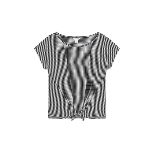 CLUB MONACO T-Shirts Women's Black/White Stripes