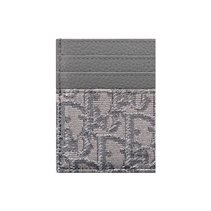 DIOR Monogram All Over Print Fabric & Smooth Cow Leather With Card Slot Card Holder Men's Metallic-4