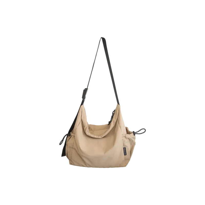 Deli Bear Nylon Fabric Crossbody Bag Shoulder Bag Large Size Unisex Black/Green/Brown/Khaki/Ecru-4