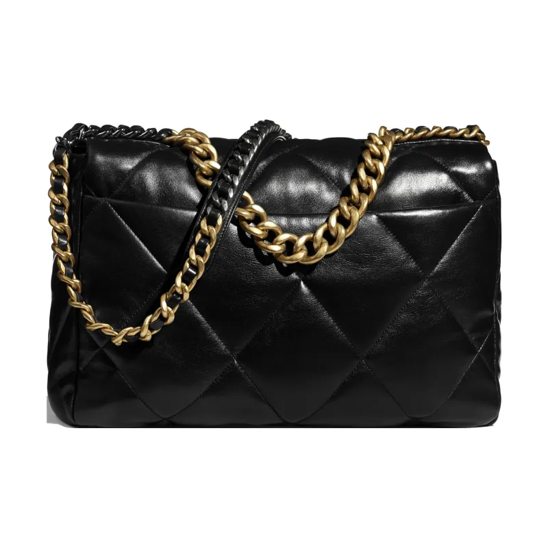 CHANEL 19Bag Bright Lambskin Handbag, Shoulder Bag, Crossbody Bag Tubas Women's Black-1