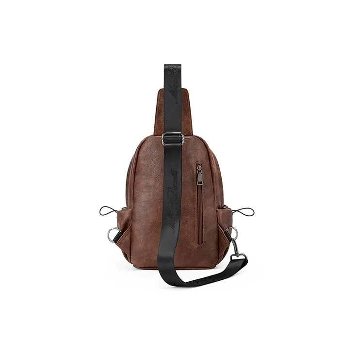 MashaLanti PU Casual Multifunction Large Capacity Commute Lightweight Small Bag Sling Bag Regular Men's Coffee-3