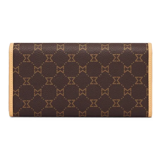 MashaLanti PVC Coin Purse Card Holder Wallet Regular Women's Dark Brown & Apricot-3