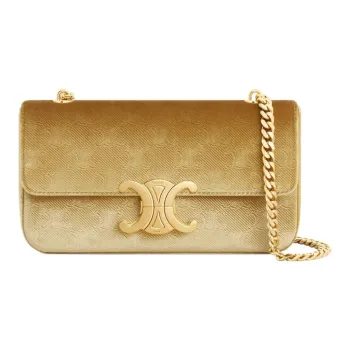 CELINE Triomphe Velour Crossbody Bag Shoulder Bag Women's Gold