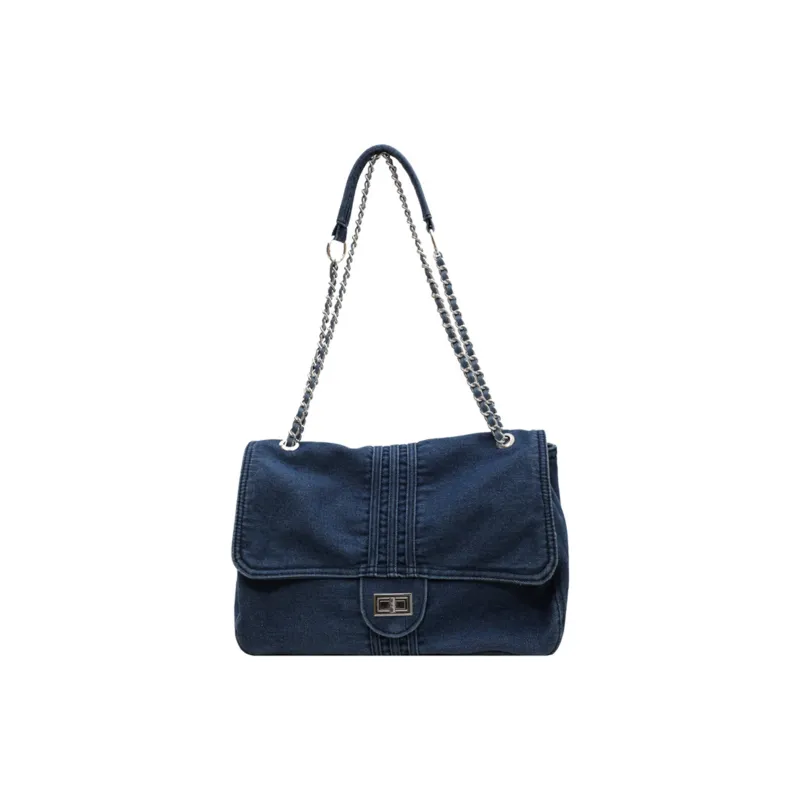 UNITE STAR Denim Tote Crossbody Bag Shoulder Bag Medium Size Women's Black Denim/Denim Blue/Dark Blue-12