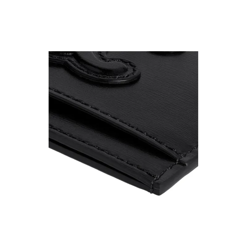 CELINE Triomphe Cow Leather Card Holder, Wallet, Card Holder Regular Unisex Black-3
