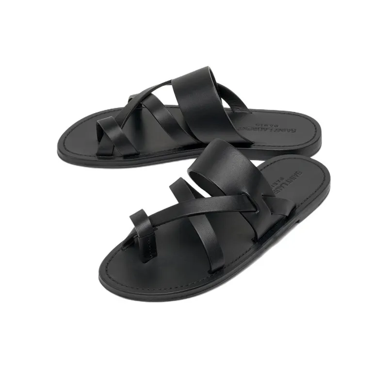 SAINT LAURENT Culver Leather Slides-2