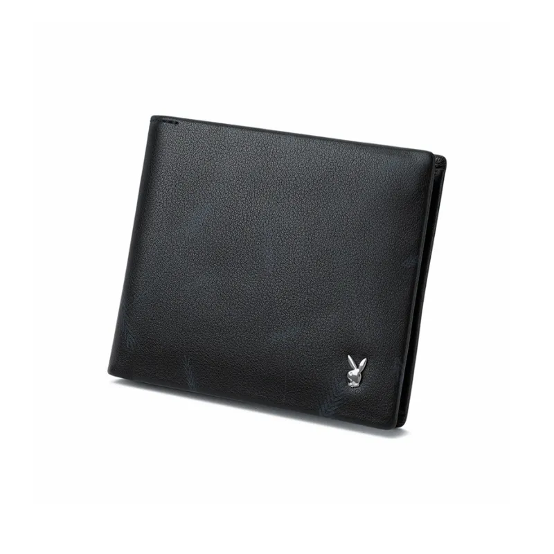 Playboy Top Grain Cow Leather Wallet Men's Black-1