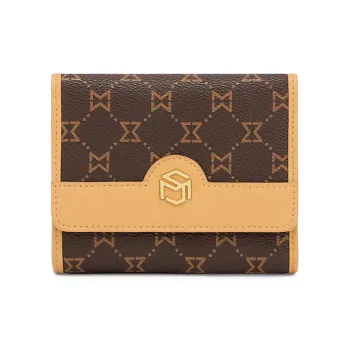 MashaLanti PVC Coin Purse Card Holder Wallet Regular Women's Dark Brown & Apricot