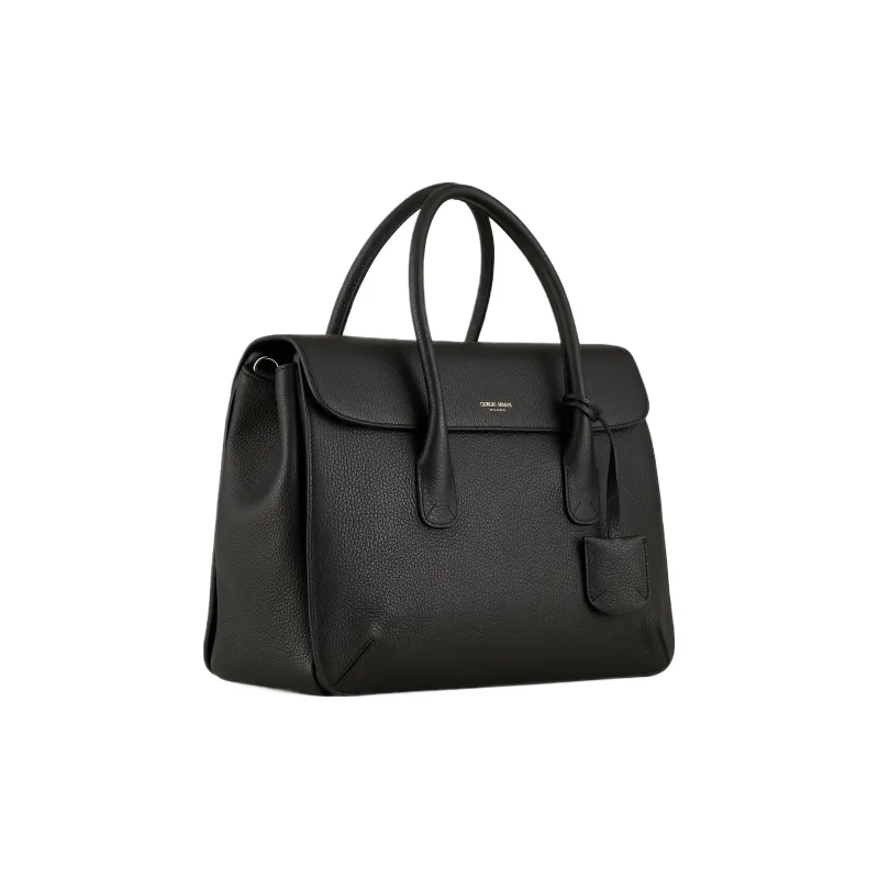GIORGIO ARMANI Leather Shoulder Bag Crossbody Bag Handbag Large Size Women's Black-1