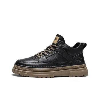G.N.SHIJIA Men's Casual Shoes Men Low Top Black/Brown