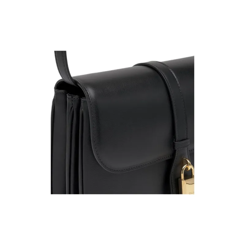 CELINE Cow Leather Portable Crossbody Bag, Shoulder Bag Women's Black-4