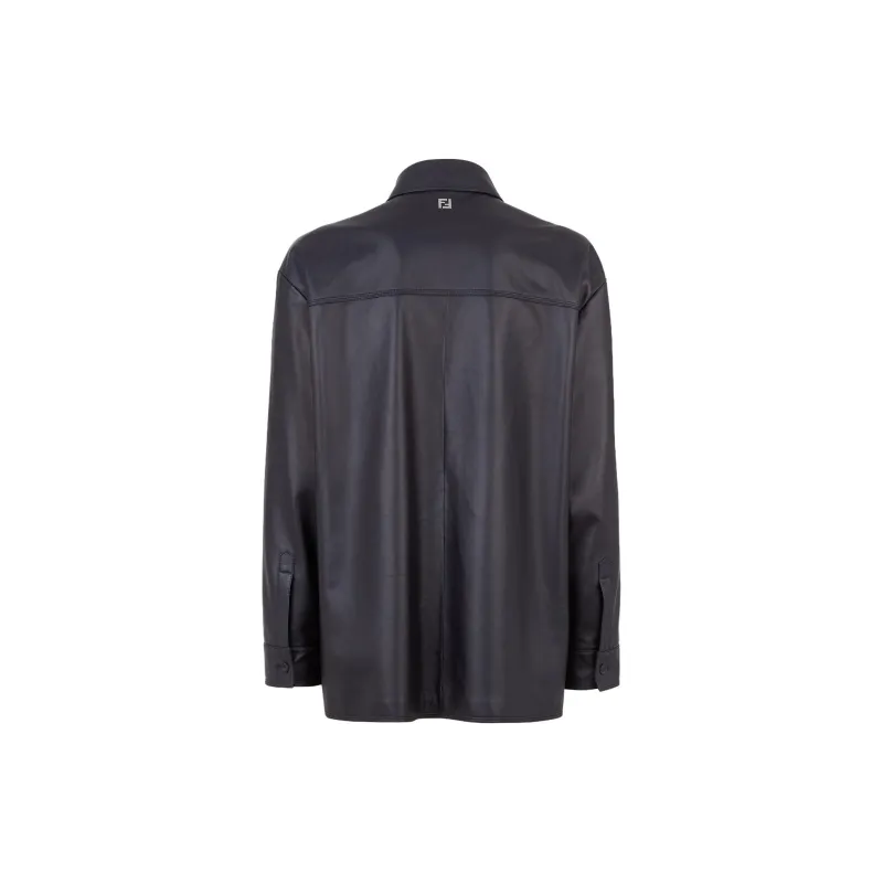 FENDI Leather Jacket Men's Blue-1