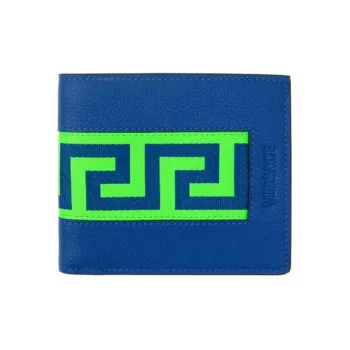 VERSACE Leather Wallet Men's Blue