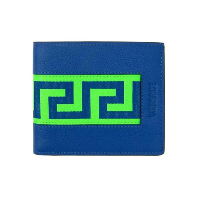 VERSACE Leather Wallet Men's Blue-0