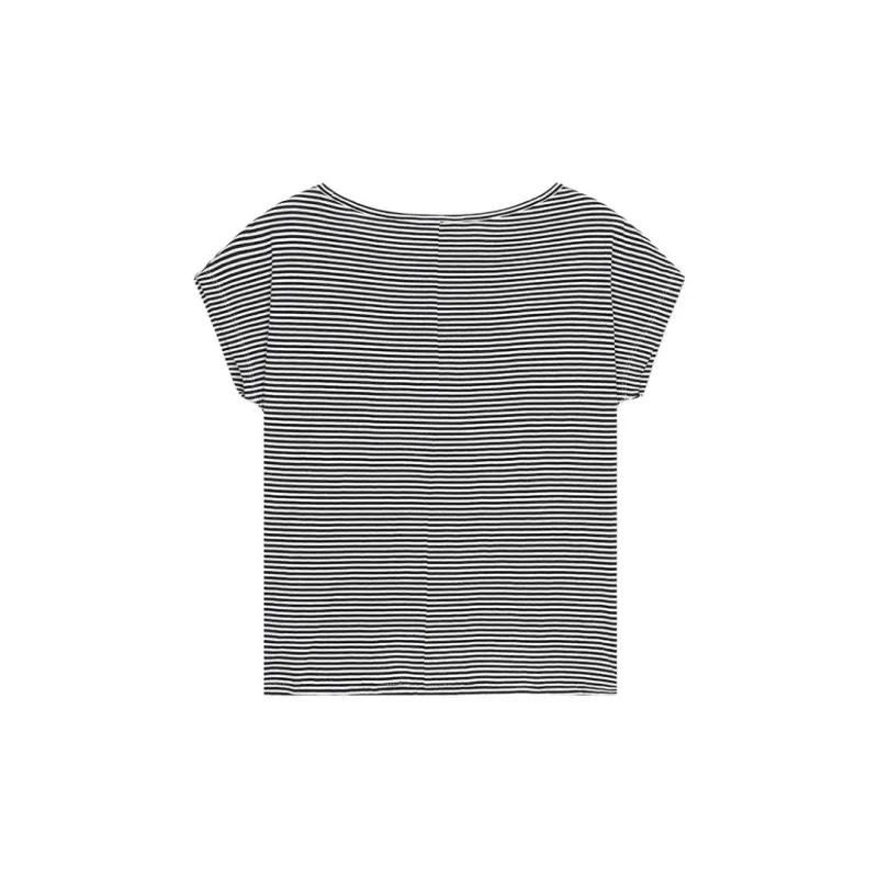 CLUB MONACO Regular T-Shirt Women's Black White Stripes-1