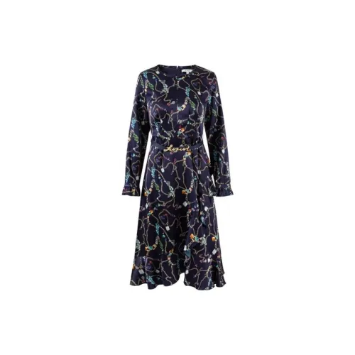 JZ Juzui Long Sleeved Dresses Women's Floral Dark Blue