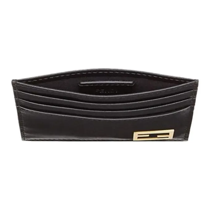FENDI Cow Leather Card Holder Card Holder Regular Men's Black-4