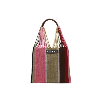 MARNI Fabric Hammock Bag Handbag Medium Size Women's Pink & Green & Red