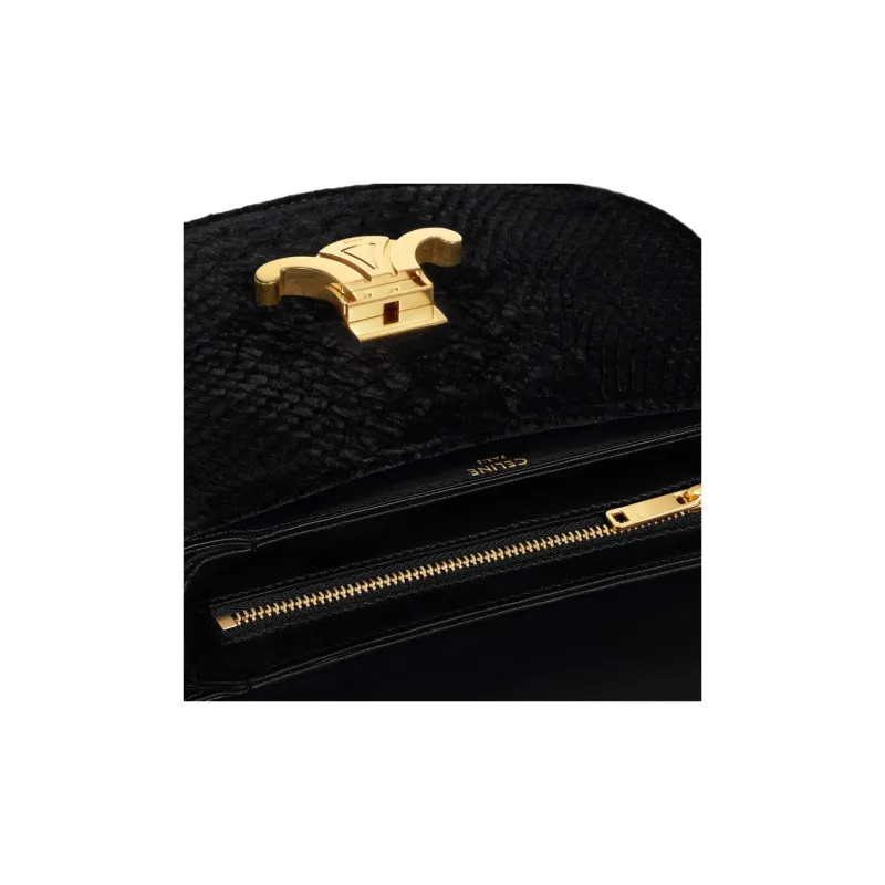 CELINE Besace Velour Shoulder Bag Crossbody Bag Women's Black-3