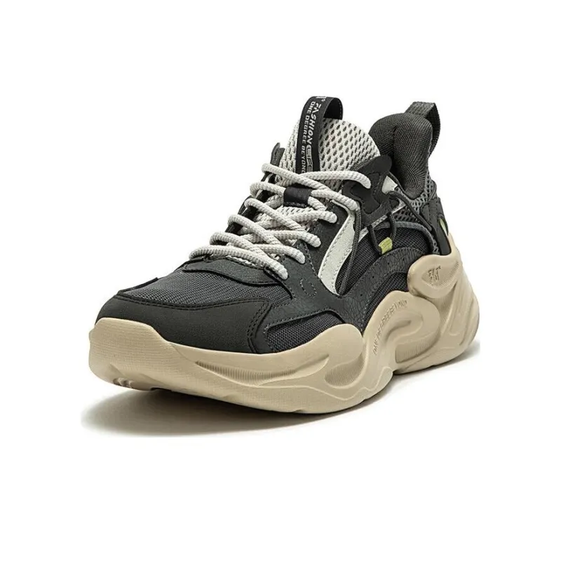 361° Abrasion Resistant Low Top Running Shoes Men's Gray-1