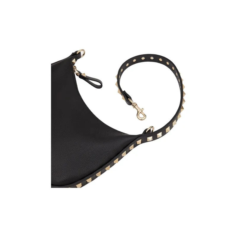 Valentino ROCKSTUD Grain Cow Leather Clutch Mini Women's Black-7