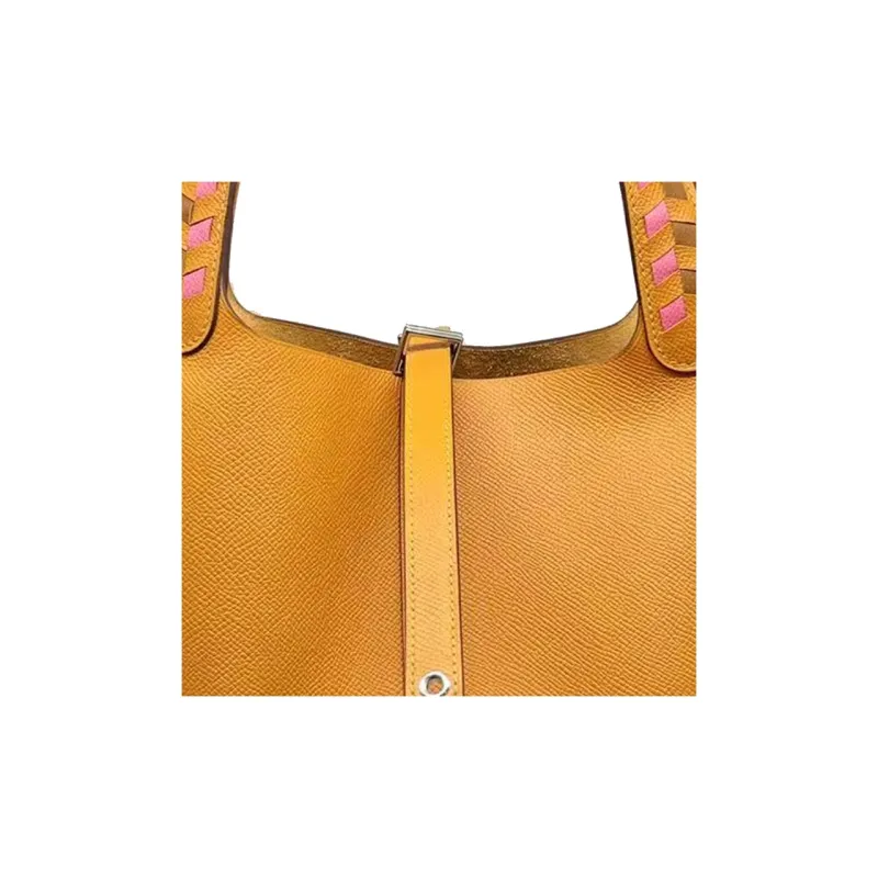 HERMES Picotin Lock Epsom Leather Basket Bag Handbag Bucket Bag Women's Orange-5