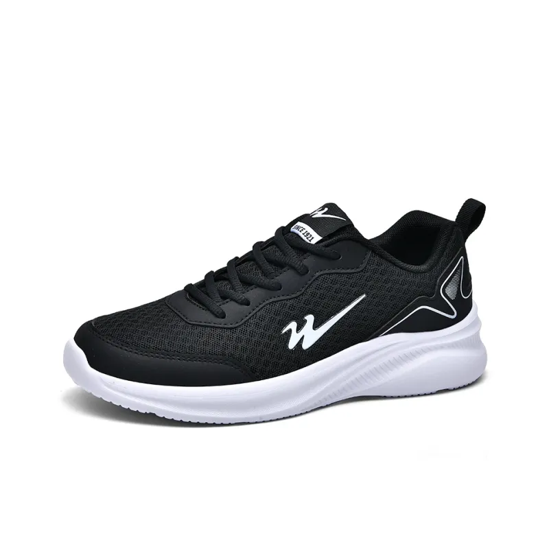 Binary Low Top Casual Running Shoes Men's Black White-1