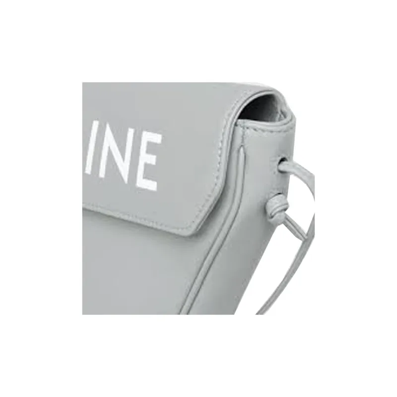 CELINE Smooth Cow Leather Triangle Bag Shoulder Bag Crossbody Bag Men's Light Gray-4
