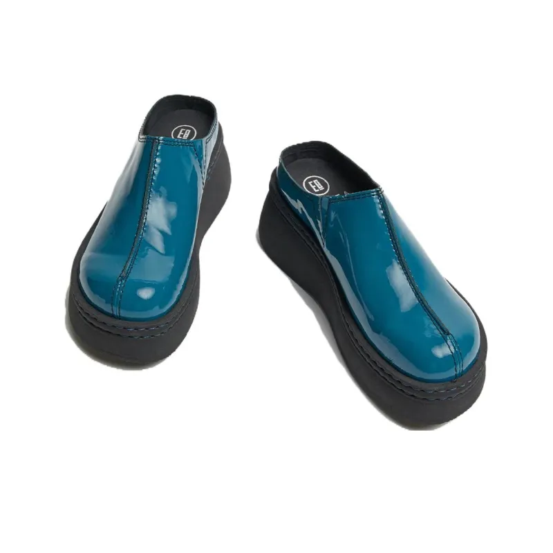 MIISTA Rubber Sole Wrap-toe Slippers Women's Blue-3