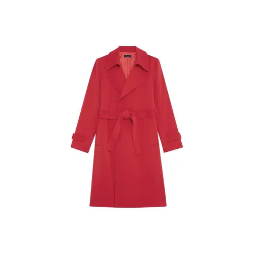 THEORY Trench Coats Women's Flame Red