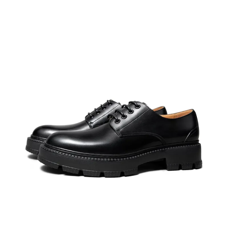 THOM WILLS Business Versatile Calfskin Derby Shoes Casual Shoes Men's Black-1