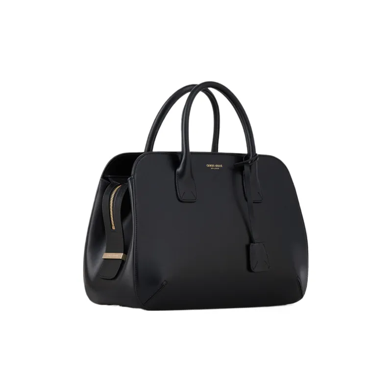 GIORGIO ARMANI Bobbaine Leather Handbag Regular Women's Black-1