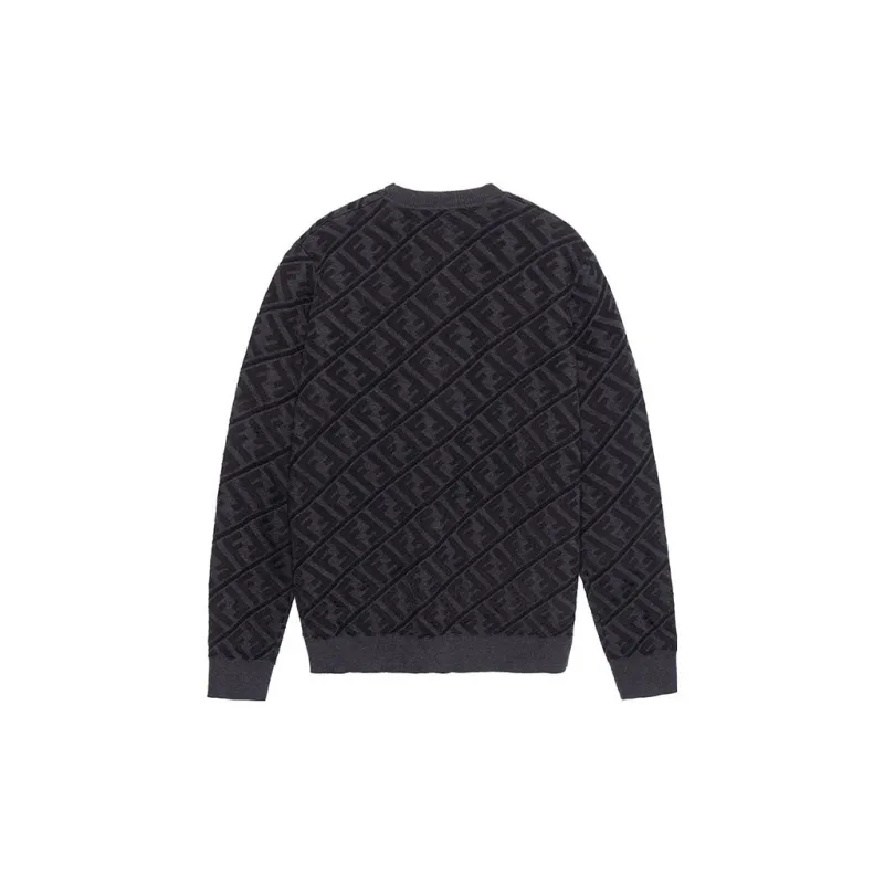 FENDI Monogram Jacquard Crewneck Knitted Jumper-1